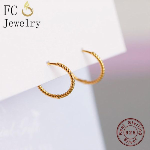 

sterling silver 18k gold circle twist rope two size huggie hoop earring for women geometric ear piercing orecchini 2021 &, Golden;silver