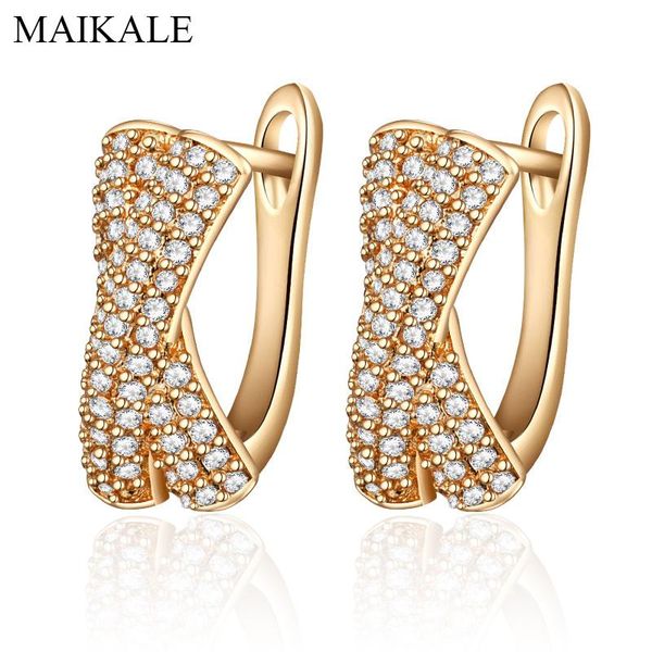 

stud maikale trendy x letter shape cubic zirconia earrings for women fine jewelry rose gold party exquisite, Golden;silver