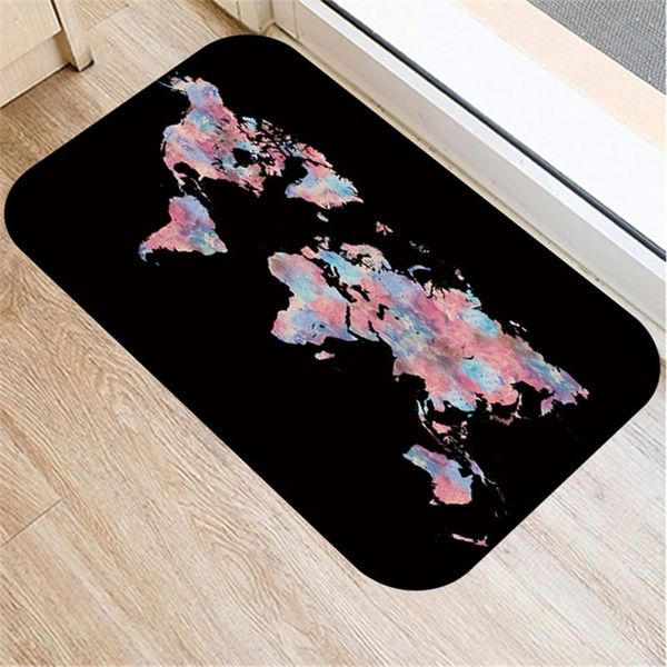 

carpets 1pcs map printed pattern 40*60cm kitchen entrance door mat coral velvet carpet doormat indoor floor mats anti-slip rug