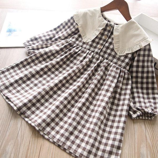 

girl's dresses girls plaid long sleeve causal dress wholesale, Red;yellow