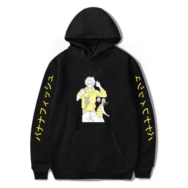 

banana fish anime hoodie ash lynx printed men/women harajuku hooded fashion sweatshirt pullover streetwear coat clothes men's hoodies, Black