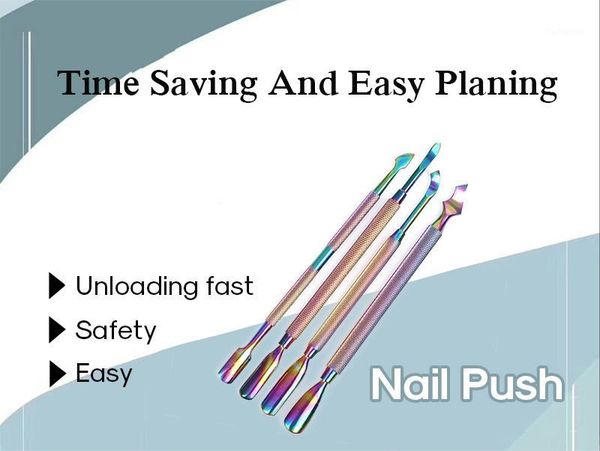 

pc nail art tools manicure rainbow stainless steel cuticle pusher double head dead skin cut remover1