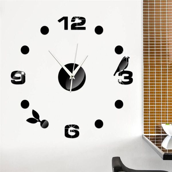 

wall clocks clockslife digital clock 3d three-dimensional acrylic stickers background removable green home decoration mirror