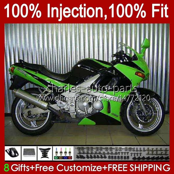 Bodys injetáveis ​​para Kawasaki Ninja ZZR400 ZZR-400 Green Lustroso ZZR-600 00 01 02 03 04 05 06 07 84HC.56 ZZR 600 400 ZZR600 1993 1998 1999 1999 Kit de Feira do OEM