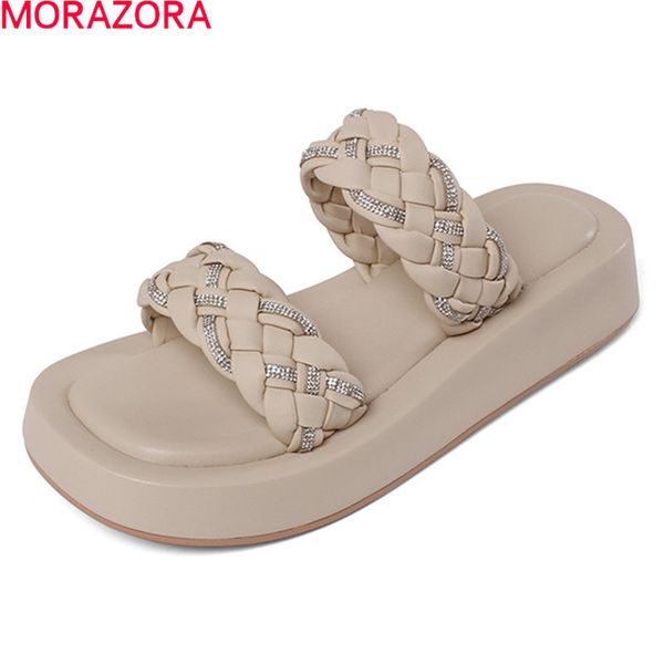 

morazora summer women slippers comfortable low heel round toe ladies casual shoes fashion mules shoes 210506, Black
