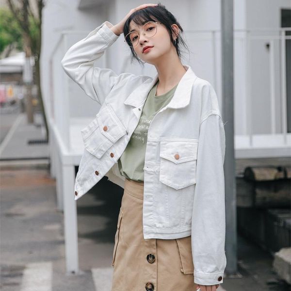 

women's jackets denim jacket spring jeans coat long sleeve white for women solid short overcoat ladies, Black;brown