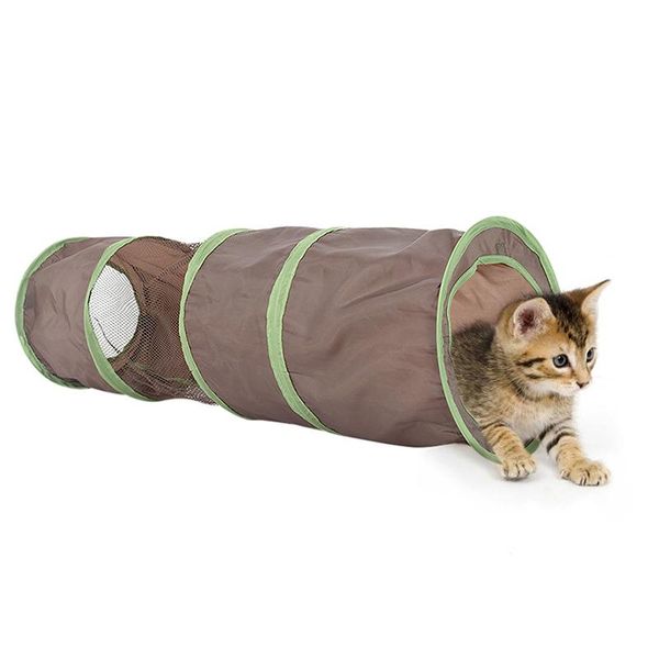 

cat toys pet polyester straight tunnel toy portable foldable tube with squeaky paper for cats home training