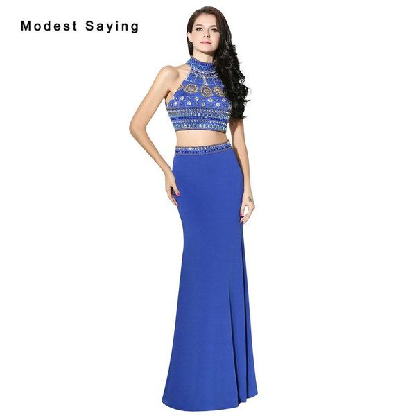 

party dresses elegant blue mermaid 2 piece crop beaded prom 2021 with crystal formal long women gowns vestido de festa, White;black