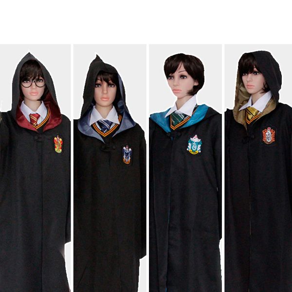 

stage carnival harry potter magic robe cos costume slytherin cape cloak school uniform, Black;red