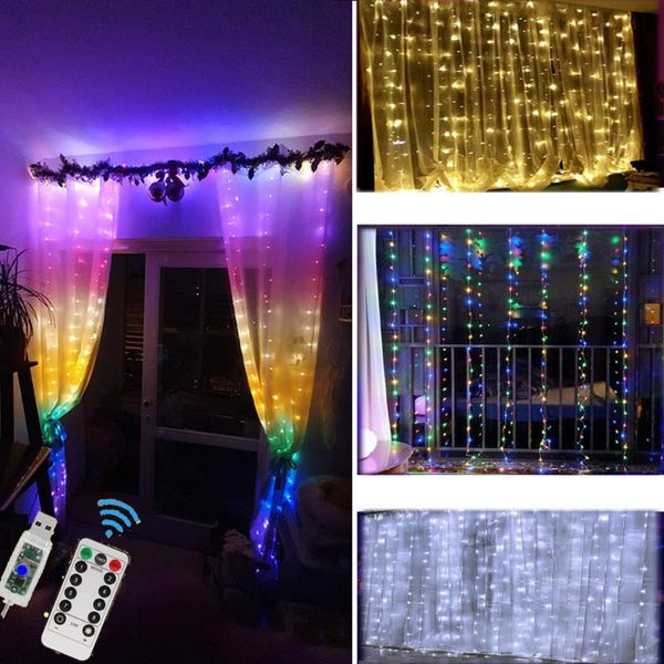 

strings 1.5x2m 3x2.8m 3x1m 3x2m 3x3m led rainbow curtain string color changing lights garland fairy lamp for christmas party decoration