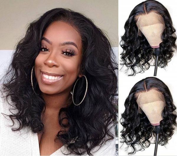 Bouclés Synthétique Avant de Lacet Perruque Simulation Cheveux Humains Lacefront Perruques Pour Les Femmes Noires 14 ~ 26 poucesRXG9173