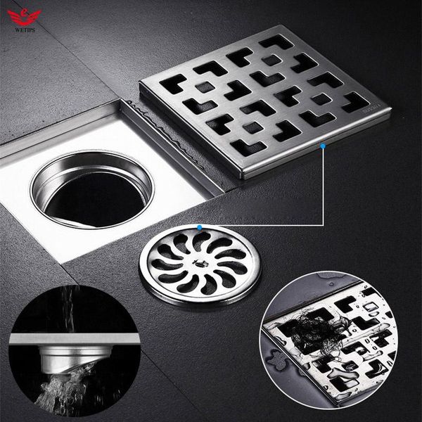 

other bath & toilet supplies wetips stainless steel floor shower drain square cover fast deodorization drainage channel strainer