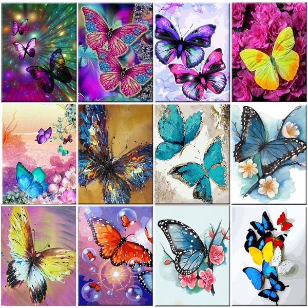

paintings gatyztory painting by numbers butterfly diy pictures frameless on canvas for mordern wall art home decoration 60x75cm
