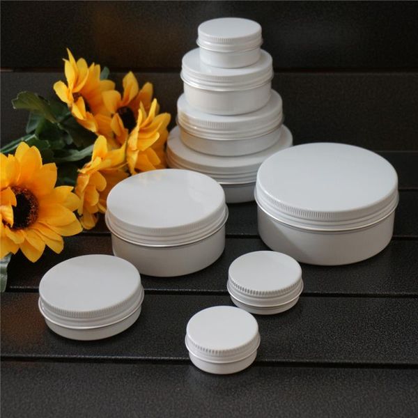 

storage bottles & jars 10/15/20/30/50/60/80/100/150g white empty round aluminum box metal tin cosmetic cream diy refillable jar tea pot