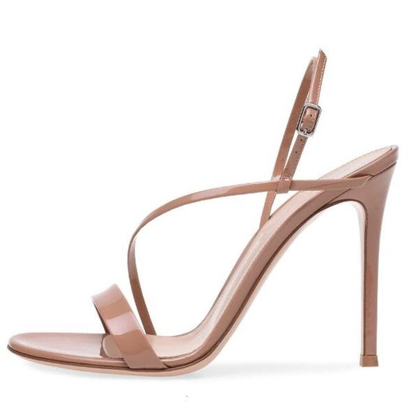 

sandals dipsloot black-naked patent leather a line buckle sandals woman cross simple high heels party size zu99