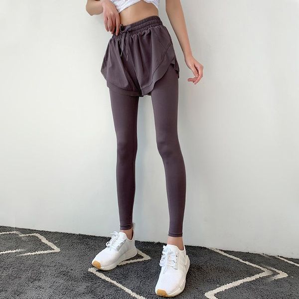 

arrival women yoga pants fake two pieces breathable running cycling workout trousers stretchy solid color tight leggings outfit