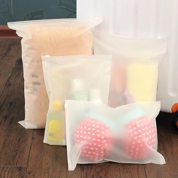 

frosted clear plastic package cloth travel storage bag custom waterproof zipper lock self seal matte portable tote bags