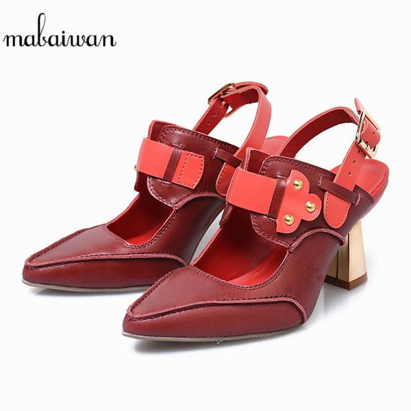 

mabaiwan casual women shoes back strap high heel sandals genuine leather woman pumps gladiator feminino ankle summer boots, Black