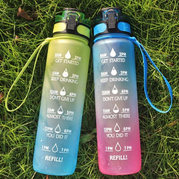 

water bottle 1000ml food grade pp with time marker fitness matte sport for outdoor cycling workout hiking