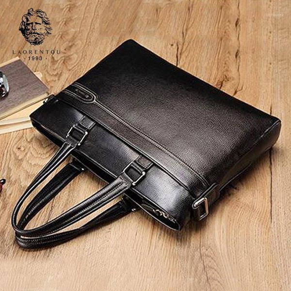 

briefcases laorentou men's genuine leather handbag shoulder messenger bag business lapbriefcase man quality notebook1