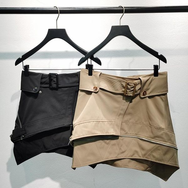 

spring and summer irregular belt wild skirt female tide skirts, Black