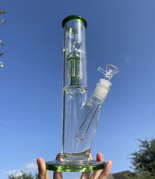 12 Zoll Wasserpfeife Bong Shisha GreenBlue Reifenfilter Glasbong Dab Rig Bubbler Perk 14mm Schüssel Bongs US-Lager