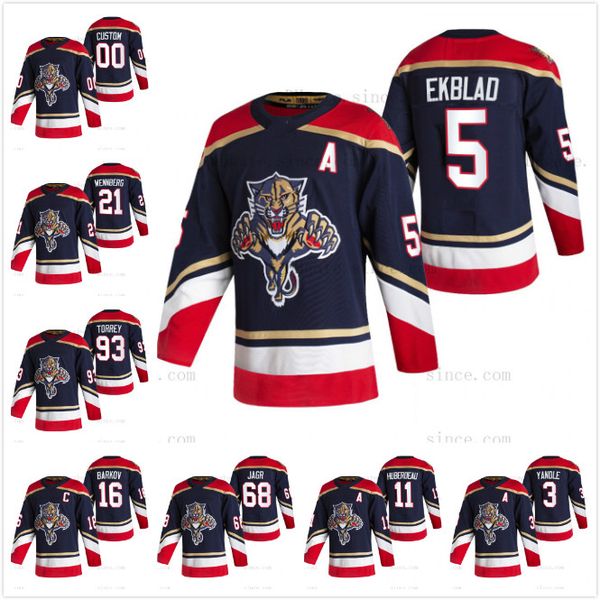 

womens florida panthers 2021 reverse retro jersey carter verhaeghe aleksander barkov jonathan huberdeau aaron ekblad keith yandle lomberg, Black;red
