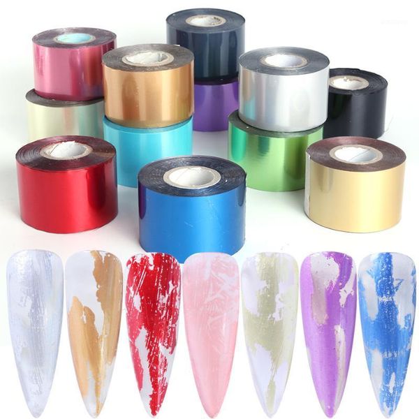 

120m/rolls nail transfer foils decals matte gold pink art stickers set adhesive stamp wraps paper decorations tr1912-11, Black