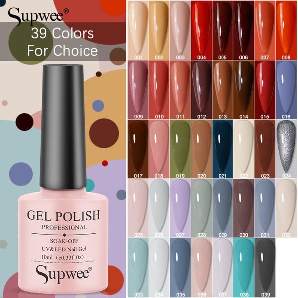 

nail gel supwee 39 colors polish semi permanent 10ml pure color hybrid varnish manicure art soak off uv led lamp base coat, Red;pink