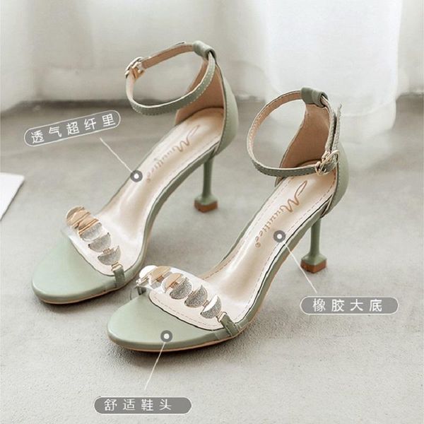 

dress shoes 34 35 36 37 38 39 40 fashion elegant crystal woman thin heels ladies shoe summer female 2021 wedge women's beach sandal, Black