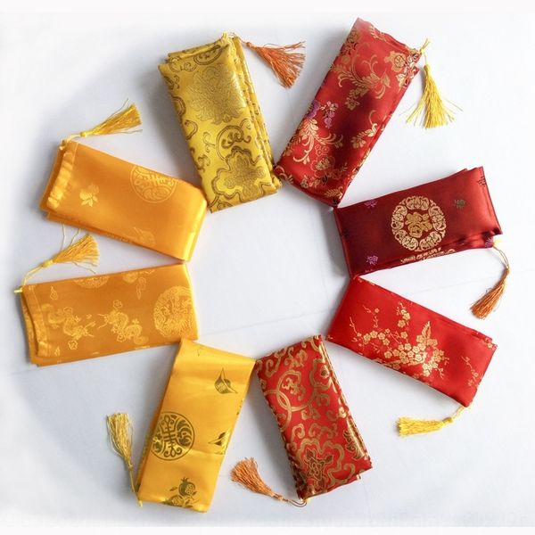 

26k style bag cotton satin brocade flag jewelry packaging boxes bag scroll painting packaging gift bundle pocket length 30-110cm delivery pa, Black;white