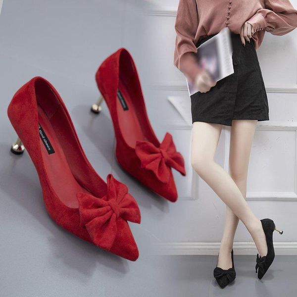 

dress shoes women's high heels with bowknot, small size 34 red wedding shoes, black pointed stilettos pumps for office ladies