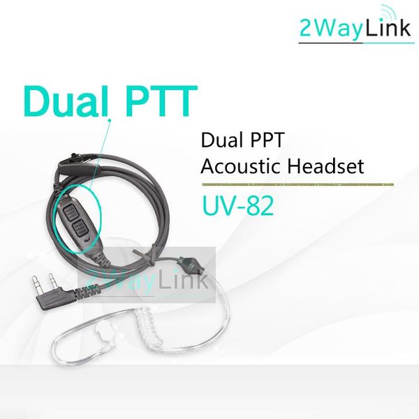

walkie talkie dual puv-82 acoustic headset/microphone for uv-82 plus uv-8 uv82l uv-89 uv-82tp gt-5tp uv-82hp uv-82hx air tube earpiece