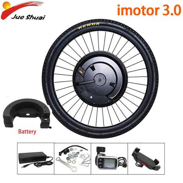 

electric bicycle kit imotor 3.0 front motor wheel with battery 24''26''29''700c e bike conversion app disc/v b, Silver;blue