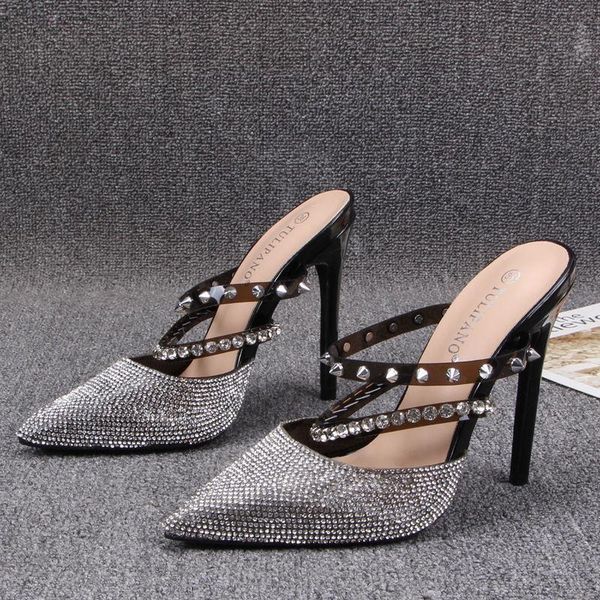 

dress shoes fashion summer party high-heeled ladies heels pumps sandalias women 2021 sandals, Black