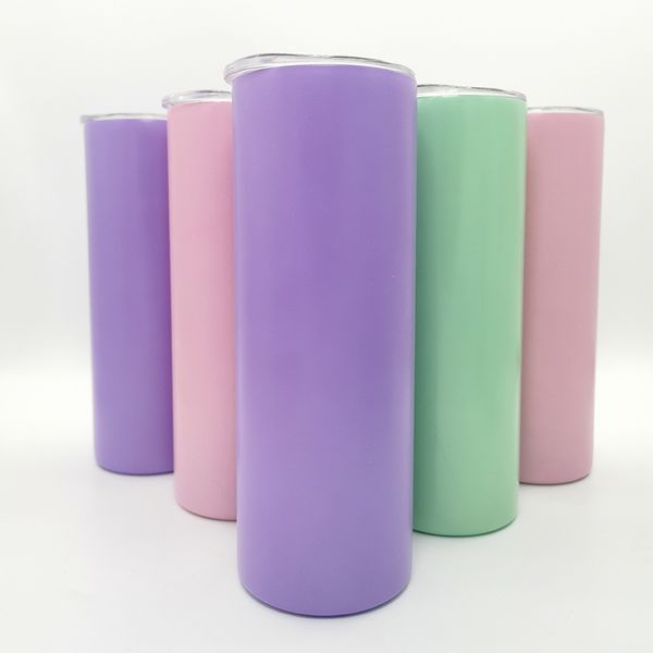 

sublimation blanks tumbler double wall stainless steel water bottle 20 oz skinny straight glow in the dark cup with lid
