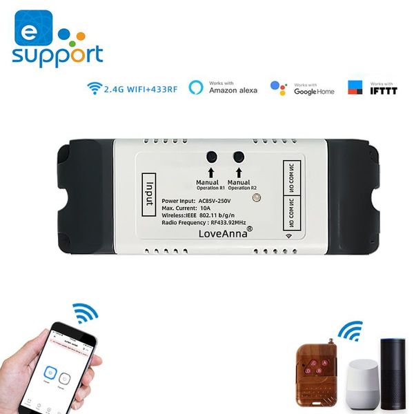 

smart home control ewelink wifi curtain switch rf433mhz wireless diy roller shutter ac electric motor garage door 110v 220v 10a