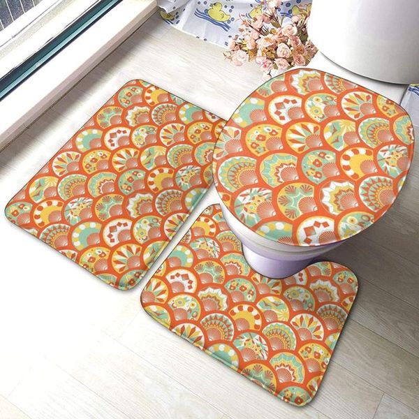 

bath mats art deco flapper fans bathroom mat sets 3 piece set rugs memory foam toilet seat cover lid