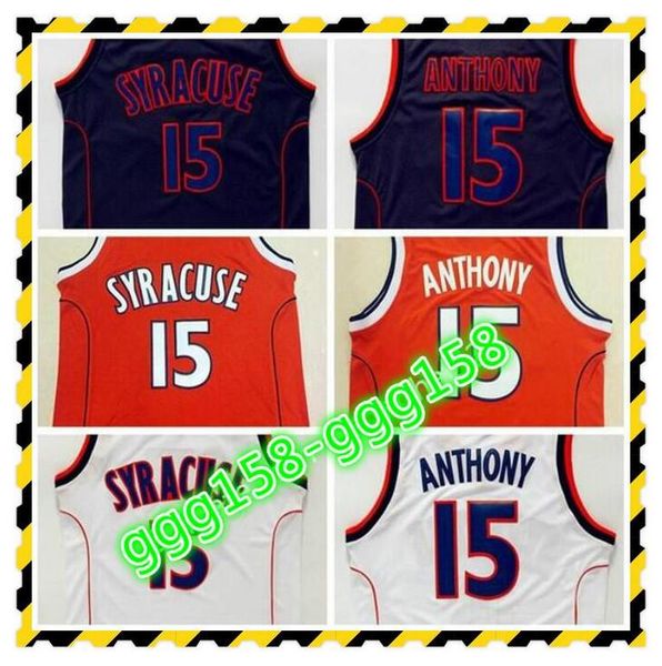 

syracuse college ncaa #15 jersey black white mens carmelo anthony basketball jerseys stitched fast delivery, Black;red