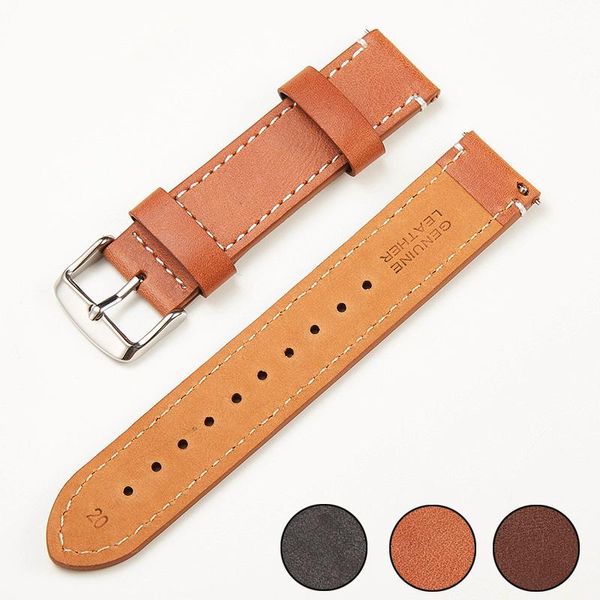 

watch bands smart quick release spring watchband 20mm 22mm handmade oil wax leather strap first layer cowhide belt for men black brown