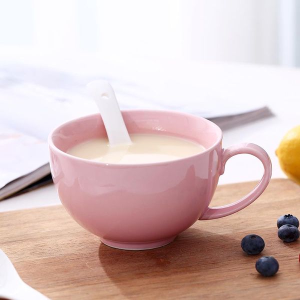 

mugs 450ml modern pink ceramic mug cup dinnerware breakfast oatmeal home decoration ornaments milk coffee household tableware