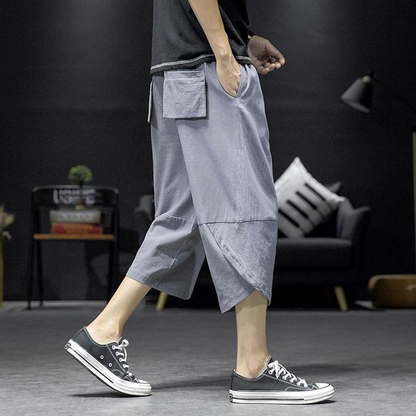 

men casual streetwear pant 2021 summer mens sweatpants comfortable loose harem pants cotton bloomers calf-length joggers men's, Black