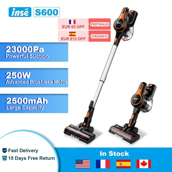 

vacuum cleaners inse s600 cordless cleaner 23kpa strong suction stick with 45min max long runtime handheld for home