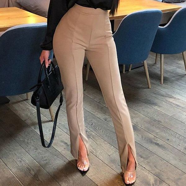 

women's tracksuits high waisted split women bodycon pants black white casual sports trousers summer autumn streetwear bottoms fema, Gray