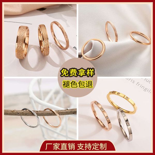 

steel ring stainless women's japanese and korean very thin titanium fashion 18k diamond lady, Silver