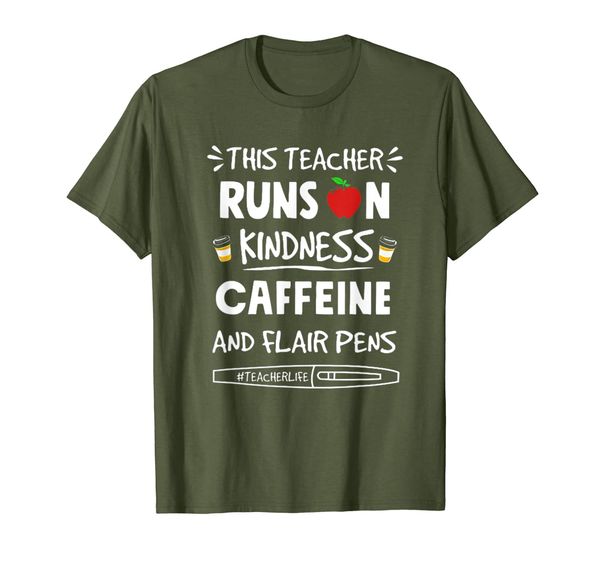 

This Teacher Runs On Kindness Caffeine T-Shirt Gift, Mainly pictures