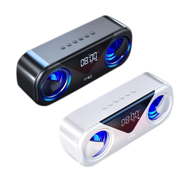 

h9 bluetooth speaker wireless alarm clock home mobile phone mini stereo subwoofer smart volume dual speaker