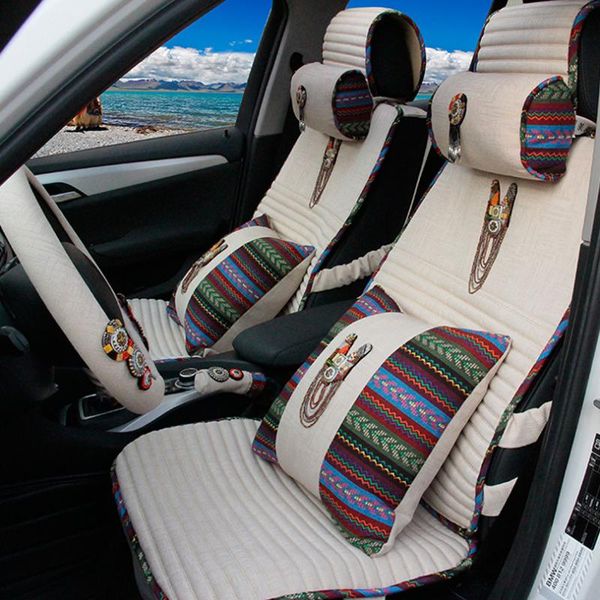 

car seat covers luxury bohemia style bead universal women girls styling four seasons linen auto full cushions mats