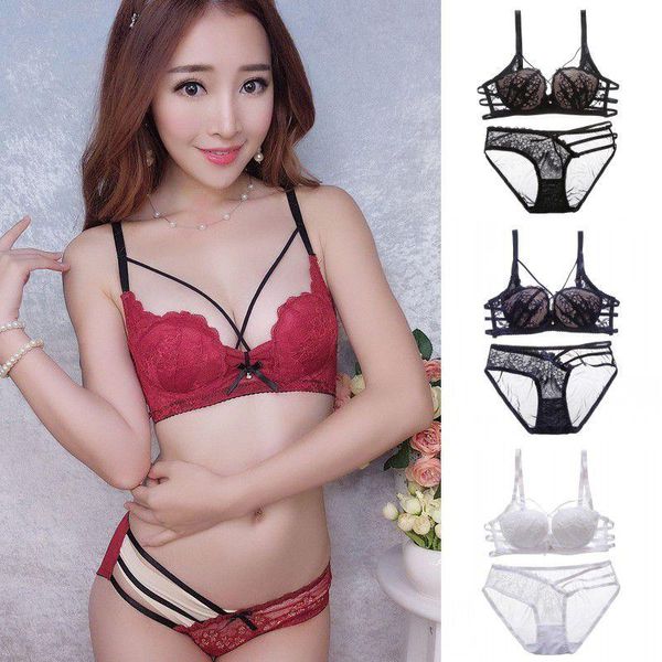 

bras sets full fashion lace underwear women low waist bra panties ladies female plus size lingerie briefs, Red;black