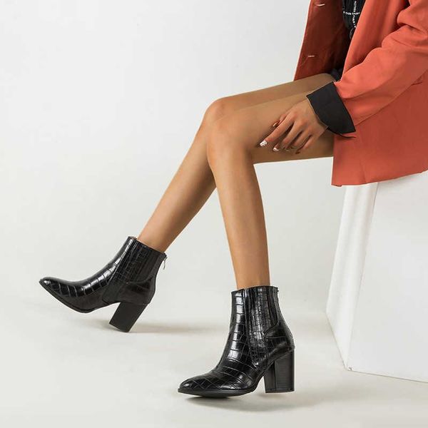 

boots autumn and winter fashion short thick heel high women's, Black